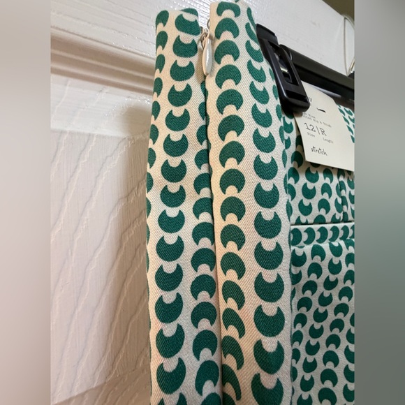 A New Day Side Zip Skinny Ankle Pants Kelly Green Geometric Pattern Size 12R - Picture 3 of 11